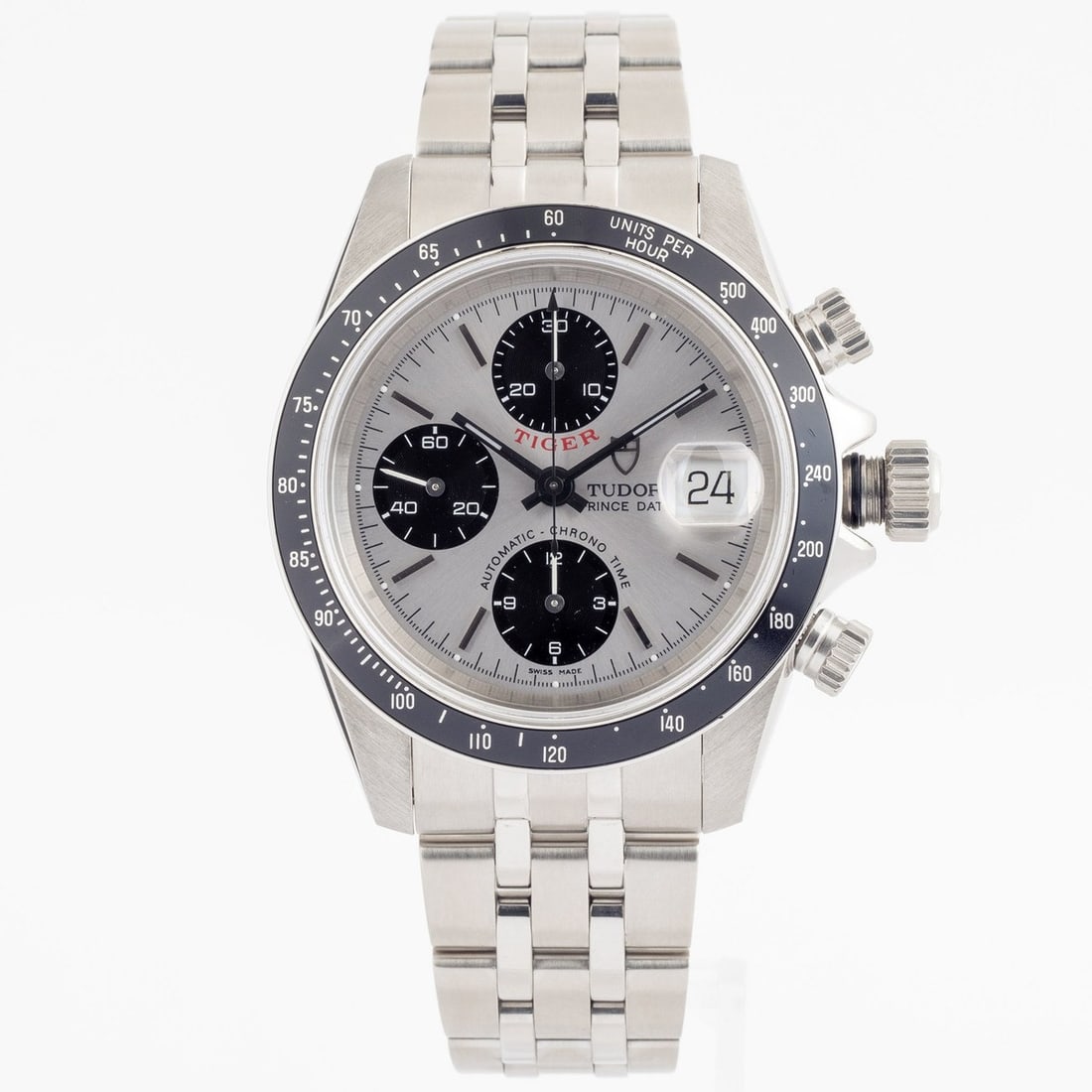 Tudor Chronotime Prince Date Watch, Silver, Automatic, 79260, Men's, Stainless Steel, TUDOR: --- Catalog ---Category: SizeBand Width: 20mm / 0.79''Wrist Size: 18cm / 7.08''Case Diameter: 40mm / 1.57''Case Thickness: 14mm / 0.55''Category: DesignType: WristwatchColor: SilverGender: MenColor (B