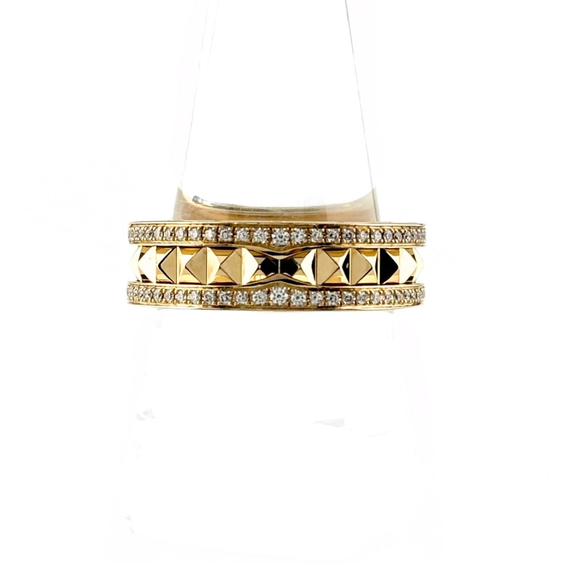 Bvlgari Bulgari B.zero1 Rock 1-Band Ring, Yellow Gold (YG), Studded Ring with Small Diamonds, 750 (1 of 8)