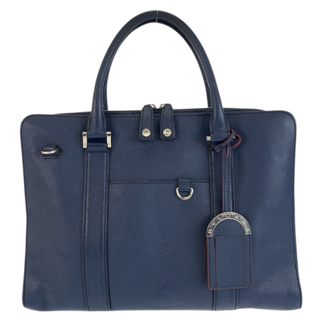 BVLGARI Bulgari Man Navy Silver Hardware Leather Business Bag Briefcase for Men MM-L16-39441: --- Catalog ---Category: SizeSize (HxWxD): 25cm x 35cm x 6cm / 9.84'' x 13.77'' x 2.36''Category: DesignType: BriefcaseColor: NavyGender: MenMaterial: Leather Category: GeneralMPN: MM-L16-39441Brand: 