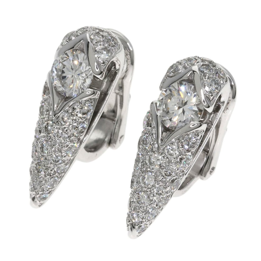 Bulgari Diamond Earrings, 18K White Gold, Women's, BVLGARI: --- Catalog ---Category: SizeSize (HxWxD): 20.30mm x 6.50mm / 0.80'' x 0.26''Category: DesignType: Clip earringsStone: DiamondGender: WomenMaterial: White gold (18K)Category: GeneralBrand: Bvlgari--- 