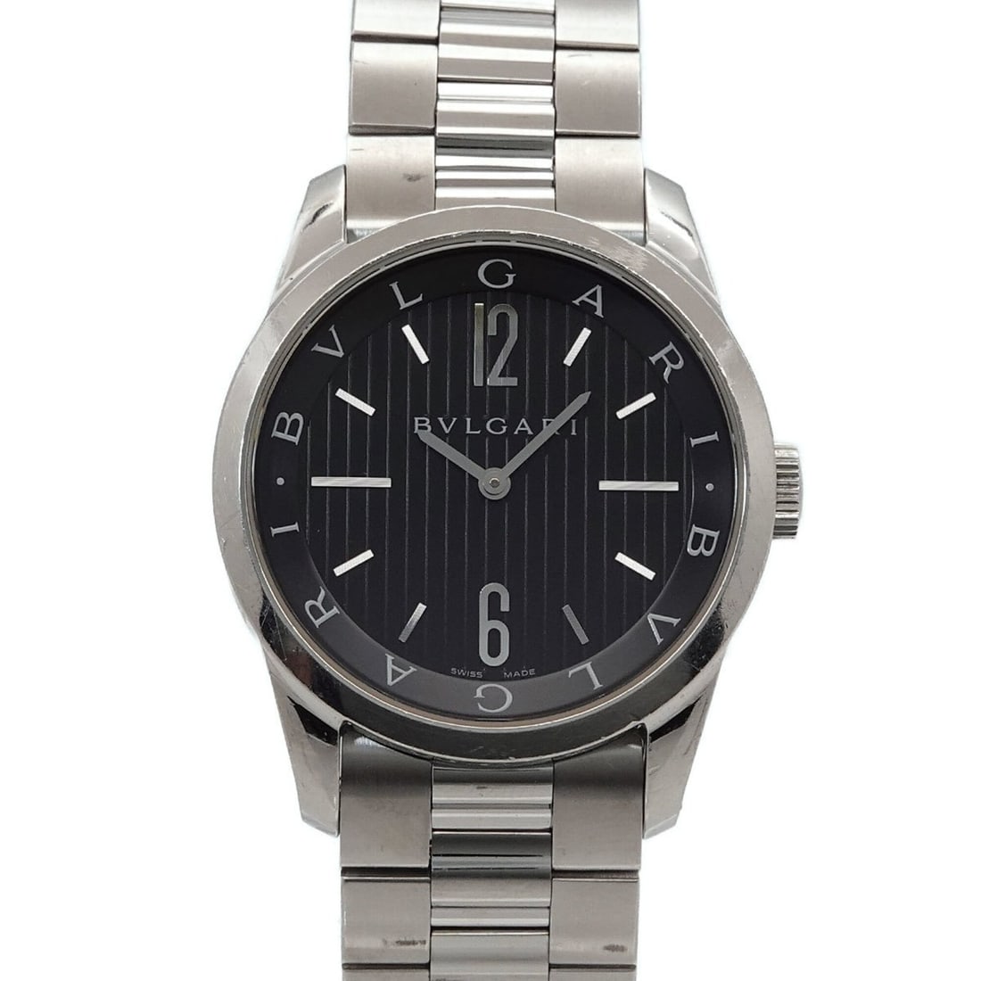 Bulgari BVLGARI Solotempo ST37S Men's Watch Black Quartz: --- Catalog ---Category: SizeWrist Size: 17.5cm / 6.88''Case Diameter: 37mm / 1.46''Category: DesignType: WristwatchGender: MenColor (Dial): BlackMaterial (Band): Stainless steelMaterial (Case):