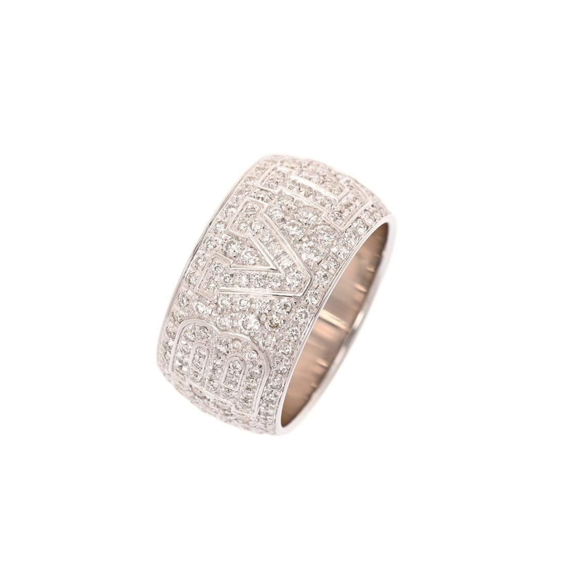 BVLGARI Bulgari Monologo Ring Pave Diamond #50 343886 Women's 18K White Gold WG A Rank Used Ginzo (1 of 10)