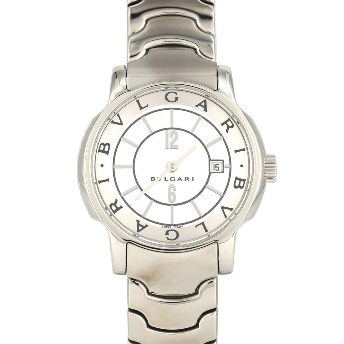 Bulgari Solotempo ST29S ST29WSSD Stainless Steel Quartz Watch: --- Catalog ---Category: SizeWrist Size: 15cm / 5.9''Case Diameter: 29mm / 1.14''Category: DesignType: WristwatchGender: WomenColor (Dial): WhiteMaterial (Band): Stainless steelMaterial (Case): Stainl