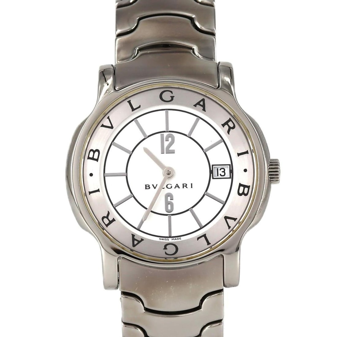 Bulgari Solotempo ST35S ST35WSSD Stainless Steel Quartz Watch: --- Catalog ---Category: SizeWrist Size: 17cm / 6.69''Case Diameter: 35mm / 1.38''Category: DesignType: WristwatchGender: MenColor (Dial): WhiteMaterial (Band): Stainless steelMaterial (Case): Stainle