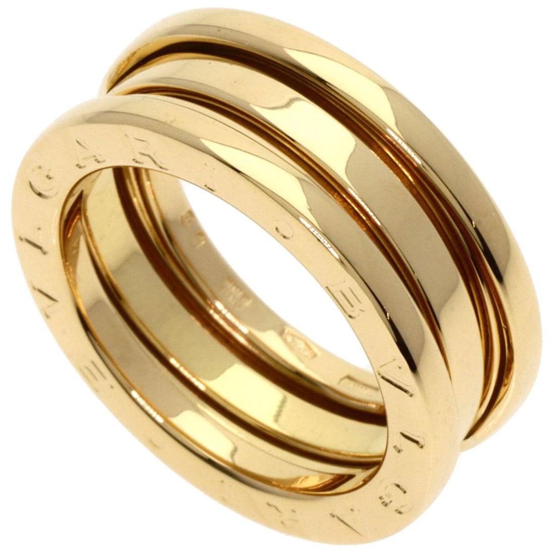 Bulgari B-zero1 2-band ring #50, 18K yellow gold, women's BVLGARI: --- Catalog ---Category: SizeWidth: 7.5mm / 0.3''Weight: 8.5g / 0.29oz.JP Size: 10US Size: 5.5Category: DesignType: Band ringGender: WomenMaterial: Yellow gold (18K)Category: GeneralLine: B.zero1Brand