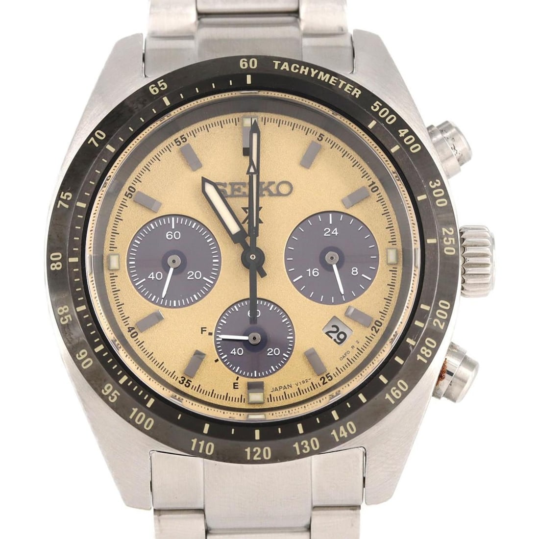Seiko Prospex V192-0AF0 SBDL089 SS Solar Watch Quartz: --- Catalog ---Category: SizeWrist Size: 20cm / 7.87''Case Diameter: 39mm / 1.54''Category: DesignType: WristwatchGender: MenDisplay: AnalogColor (Dial): Black, GoldMaterial (Band): Stainless steelMat