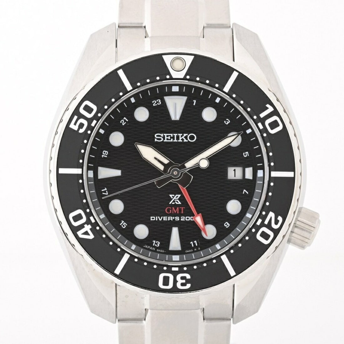 Seiko Prospex Diver Scuba GMT SBPK003 5K65-0AA0 Quartz Watch Solar A-157122: --- Catalog ---Category: SizeWrist Size: 21cm / 8.26''Case Diameter: 45mm / 1.77''Category: DesignType: WristwatchGender: MenColor (Dial): BlackMaterial (Band): Stainless steelMaterial (Case): Stainle