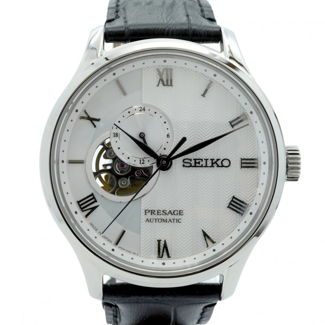 Seiko Presage 4R39-00W0 SARY095 White Dial Watch Men's: --- Catalog ---Category: SizeWrist Size: 20.5cm / 8.07''Case Diameter: 41.2mm / 1.62''Category: DesignType: WristwatchGender: MenColor (Dial): WhiteMaterial (Band): LeatherCategory: GeneralBrand: Seik