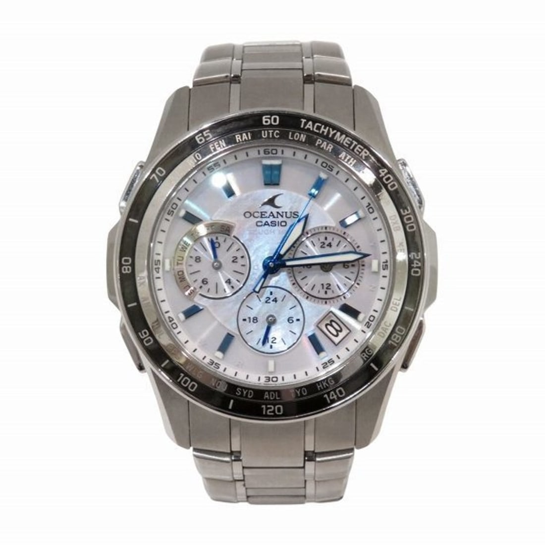Seiko Oceanus Manta OCW-S1200-7AJF Radio Solar Watch Men's: --- Catalog ---Category: SizeWrist Size: 18cm / 7.08''Case Diameter: 42mm / 1.65''Category: DesignType: WristwatchGender: MenColor (Dial): White shellMaterial (Band): TitaniumMaterial (Case): Titanium