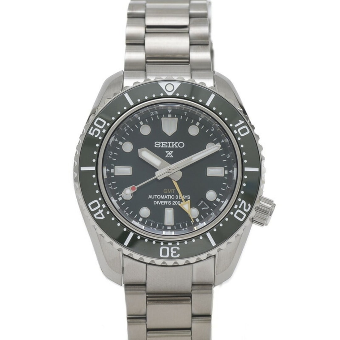 Seiko Prospex Diver Scuba GMT Watch SBEJ009 Men's: --- Catalog ---Category: SizeWeight: 175g / 6.17oz.Wrist Size: 20cm / 7.87''Case Diameter: 40mm / 1.57''Category: DesignType: WristwatchGender: MenColor (Dial): GreenMaterial (Band): Stainless steelMa