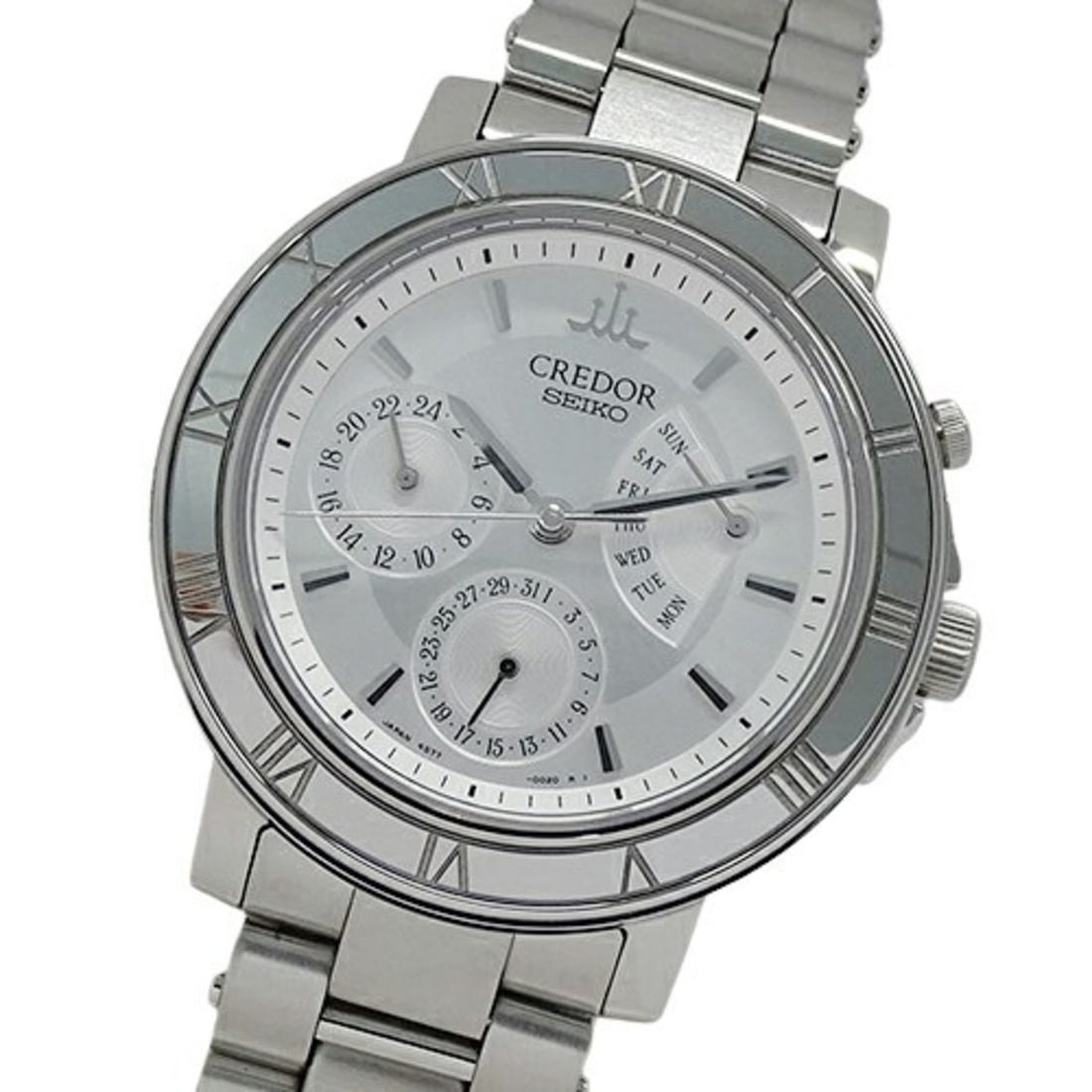 Seiko Credor Pacific 4S77-0020 GCBG999 Men's Watch Day Date Automatic AT Stainless Steel SS Silver: --- Catalog ---Category: SizeWrist Size: 19.5cm / 7.67''Case Diameter: 39mm / 1.54''Category: DesignType: WristwatchGender: MenDisplay: AnalogColor (Dial): SilverMaterial (Band): Stainless steelMateri