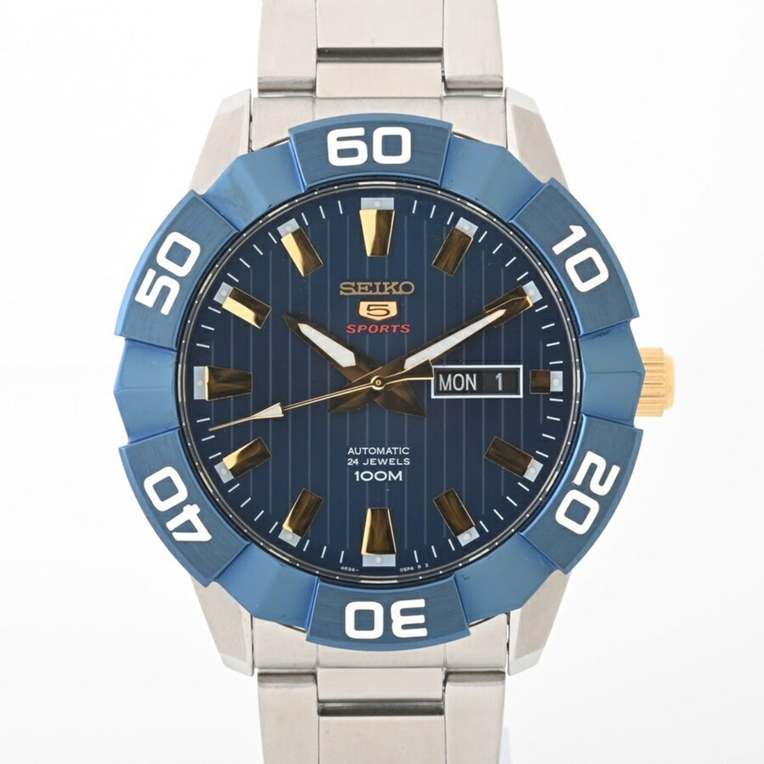 Seiko SEIKO 5 Sports SRPA53K1 4R36-05M0 Automatic Watch A-156792: --- Catalog ---Category: SizeWrist Size: 21cm / 8.26''Case Diameter: 45mm / 1.77''Category: DesignType: WristwatchGender: MenColor (Dial): BlueMaterial (Band): Stainless steelMaterial (Case): Stainles