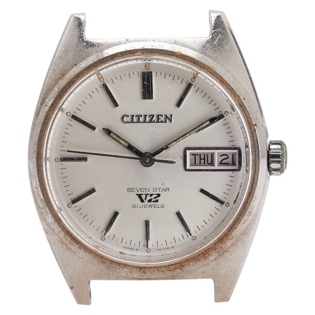 Citizen Vintage Seven Stars V2 Watch 4-7705544TA Automatic Silver Dial Stainless Steel Women's: --- Catalog ---Category: SizeCase Diameter: 35.3mm / 1.39''Category: DesignType: WristwatchGender: WomenColor (Dial): SilverMaterial (Case): Stainless steelCategory: GeneralMPN: 4-7705544TABrand: Citi