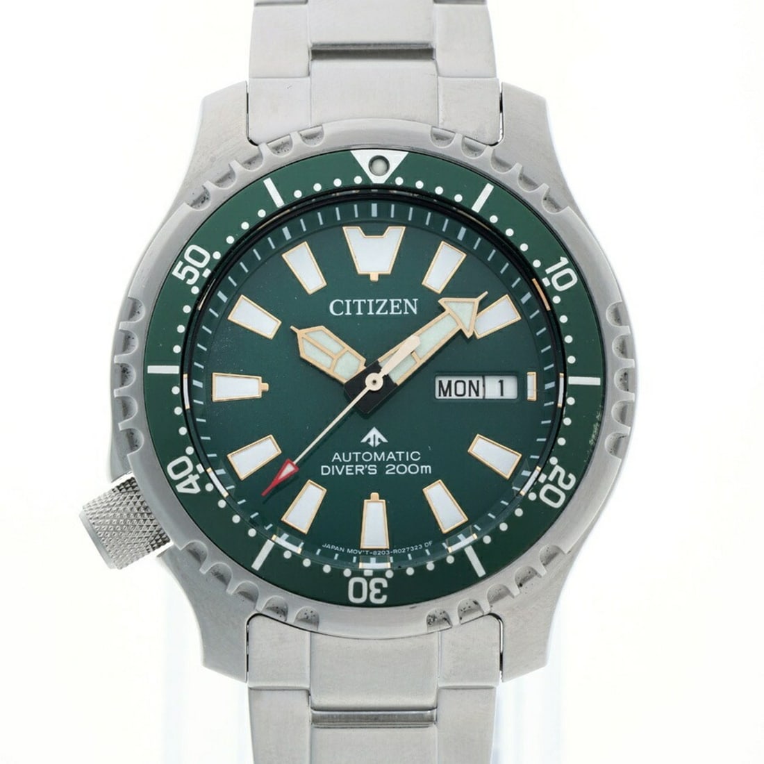 CITIZEN Promaster NY0099-81X 8203-R012053 Green Automatic Watch A-157480: --- Catalog ---Category: SizeWrist Size: 19cm / 7.48''Case Diameter: 42mm / 1.65''Category: DesignType: WristwatchGender: MenColor (Dial): GreenMaterial (Band): Stainless steelMaterial (Case): Stainle