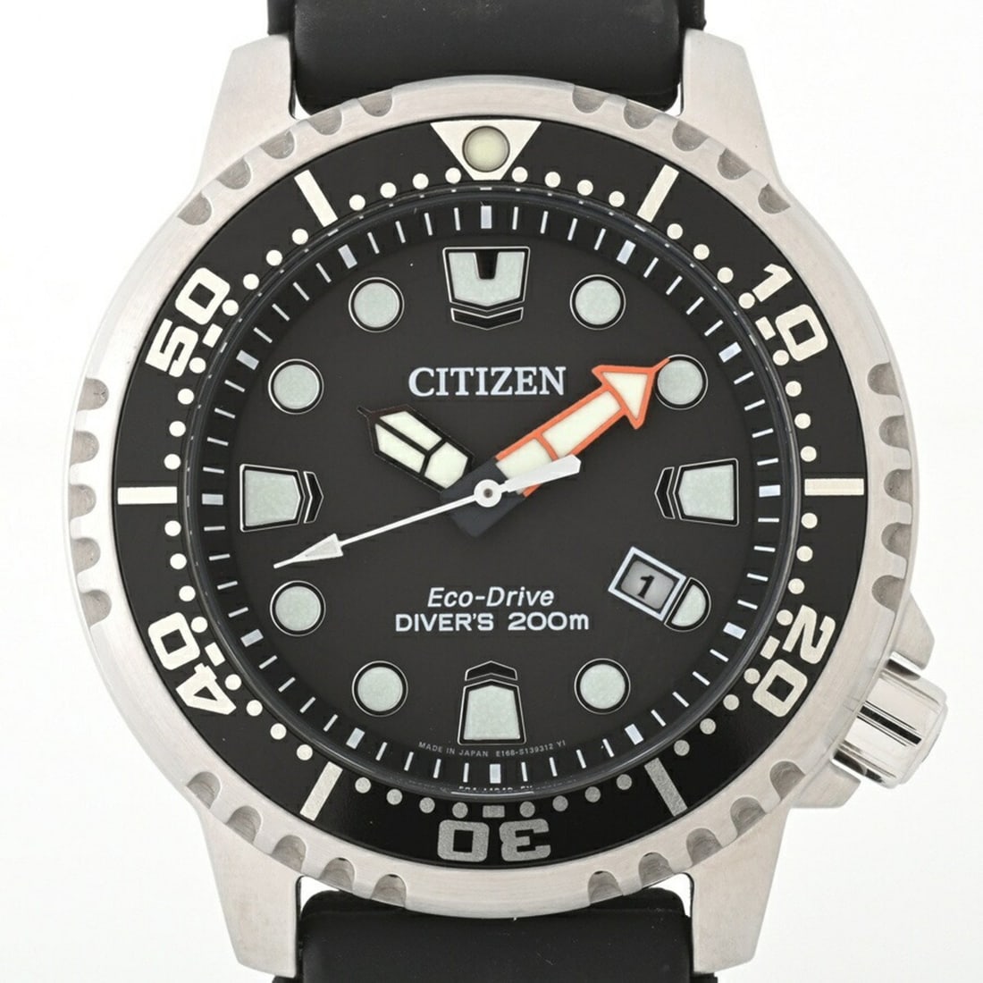 CITIZEN Promaster Marine BN0156-05E E168-S126126 Quartz Watch Eco-Drive A-156975: --- Catalog ---Category: SizeWrist Size: 16cm - 23cm / 6.29'' - 9.05''Case Diameter: 44mm / 1.73''Category: DesignType: WristwatchGender: MenColor (Dial): BlackMaterial (Band): Rubber, Stainless steel