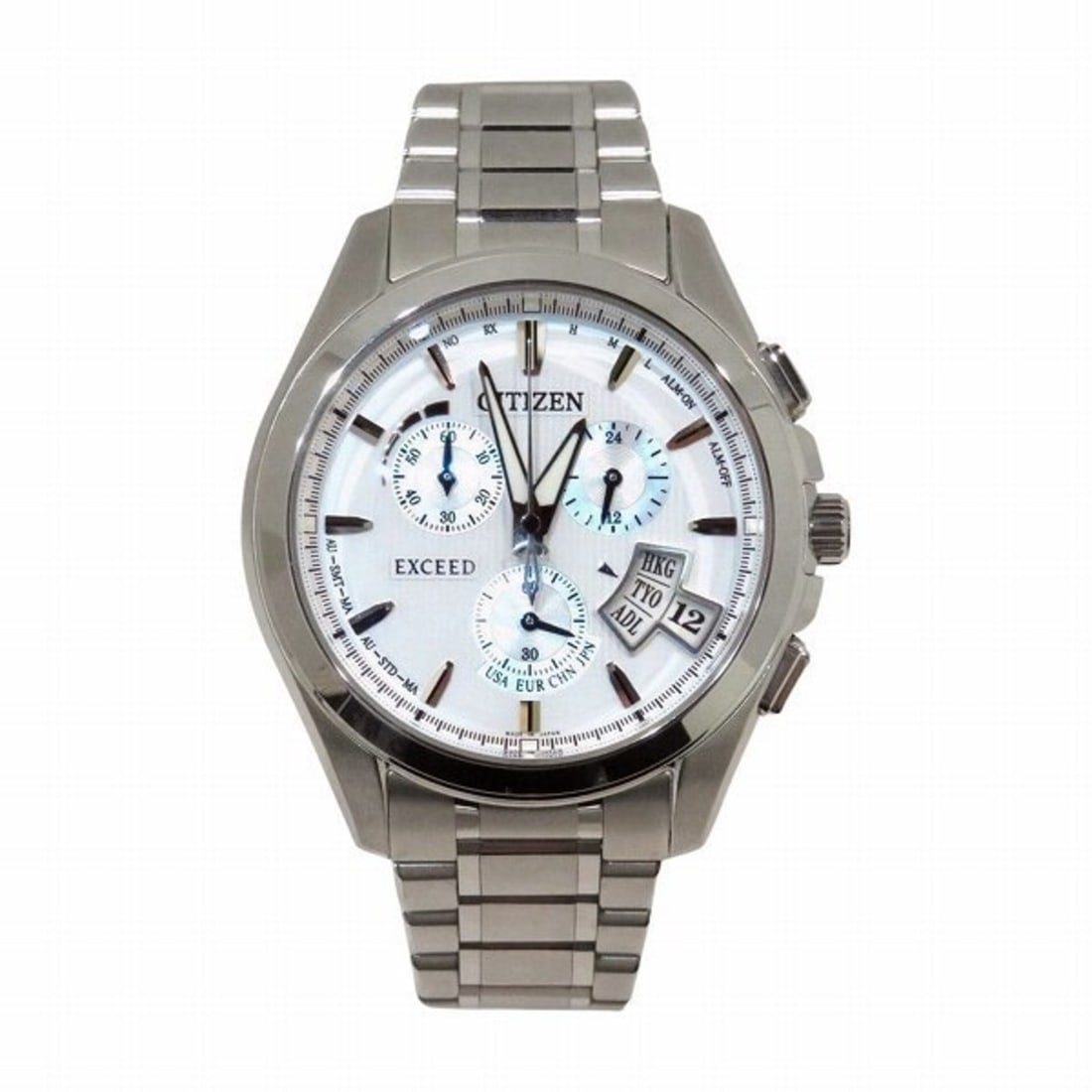 Citizen Exceed Eco-Drive Direct Flight EBS74-5101 Radio Solar Watch Men's: --- Catalog ---Category: SizeWrist Size: 21cm / 8.26''Case Diameter: 42mm / 1.65''Category: DesignType: WristwatchGender: MenColor (Dial): WhiteMaterial (Band): TitaniumMaterial (Case): TitaniumCatego