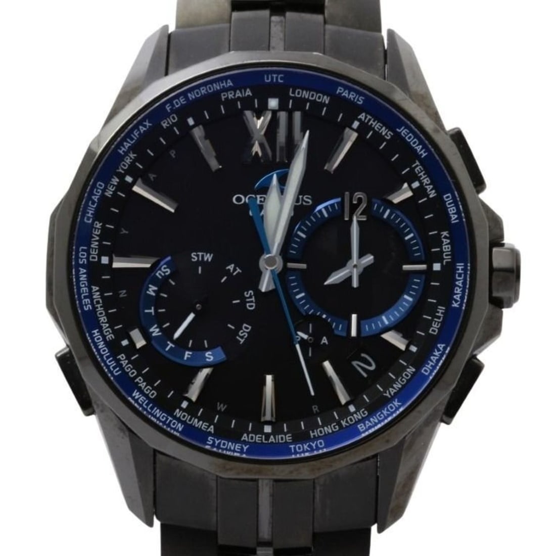 CASIO Oceanus Manta OCW-S3400B-1AJF Black Titanium Men's Analog Watch: --- Catalog ---Category: SizeWrist Size: 18cm / 7.08''Case Diameter: 43.6mm / 1.72''Category: DesignType: WristwatchGender: MenColor (Dial): BlackMaterial (Band): TitaniumMaterial (Case): TitaniumCate