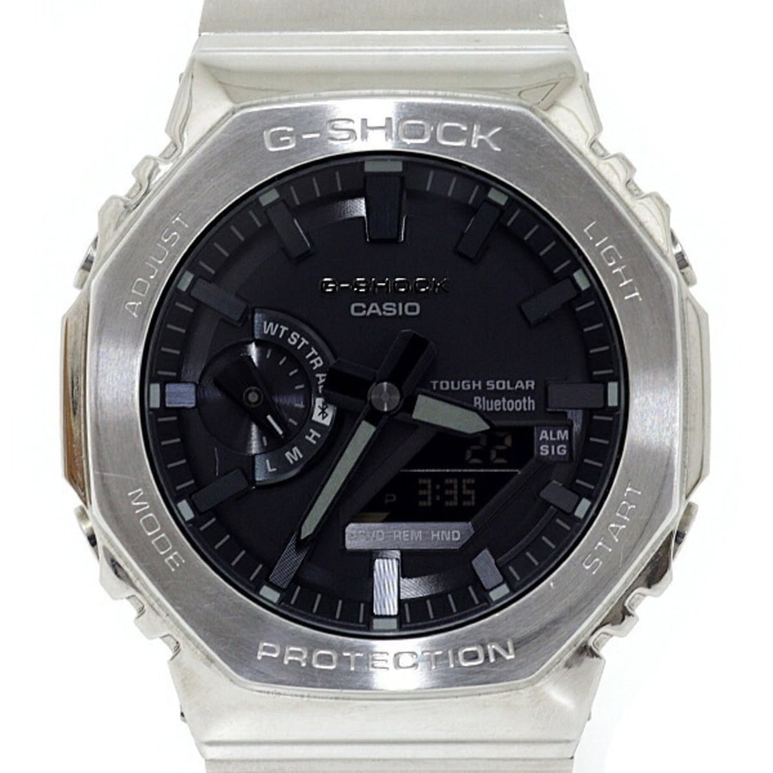 CASIO G-Shock GM-B2100 Men's Watch, Octagonal Design, Full Metal, Tough Solar, 20 ATM Water: --- Catalog ---Category: SizeWrist Size: 19.5cm / 7.67''Case Diameter: 44.5mm / 1.75''Category: DesignType: WristwatchGender: MenColor (Dial): BlackMaterial (Band): Stainless steelMaterial (Case): Sta