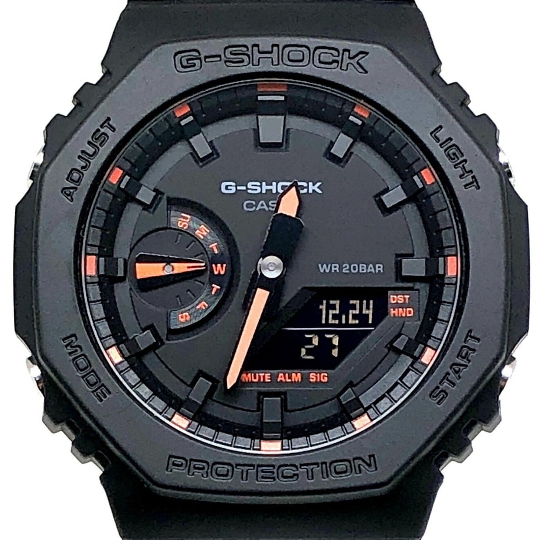 G-SHOCK CASIO Watch GA-2100-1A4 NEON ACCENT Neon Accent Series Octagon Casio Oak Color Black Orange: --- Catalog ---Category: Category: DesignType: WristwatchColor: Black, OrangeGender: MenDisplay: AnalogMaterial (Band): ResinMaterial (Case): Carbon, ResinCategory: GeneralLine: G-ShockBrand: CasioMod