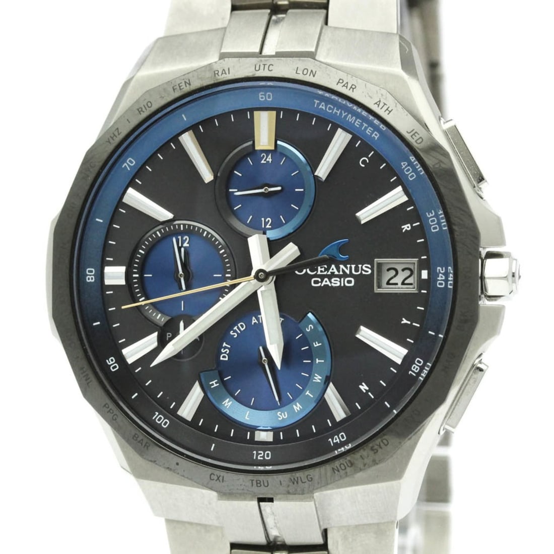 CASIO Oceanus Manta Radio Solar Titanium Watch OCW-S5000E-1AJF: --- Catalog ---Category: SizeCase Diameter: 42mm / 1.65''Category: DesignType: WristwatchStyle: SportGender: MenColor (Dial): BlackMaterial (Band): TitaniumMaterial (Case): TitaniumCategory: GeneralLi