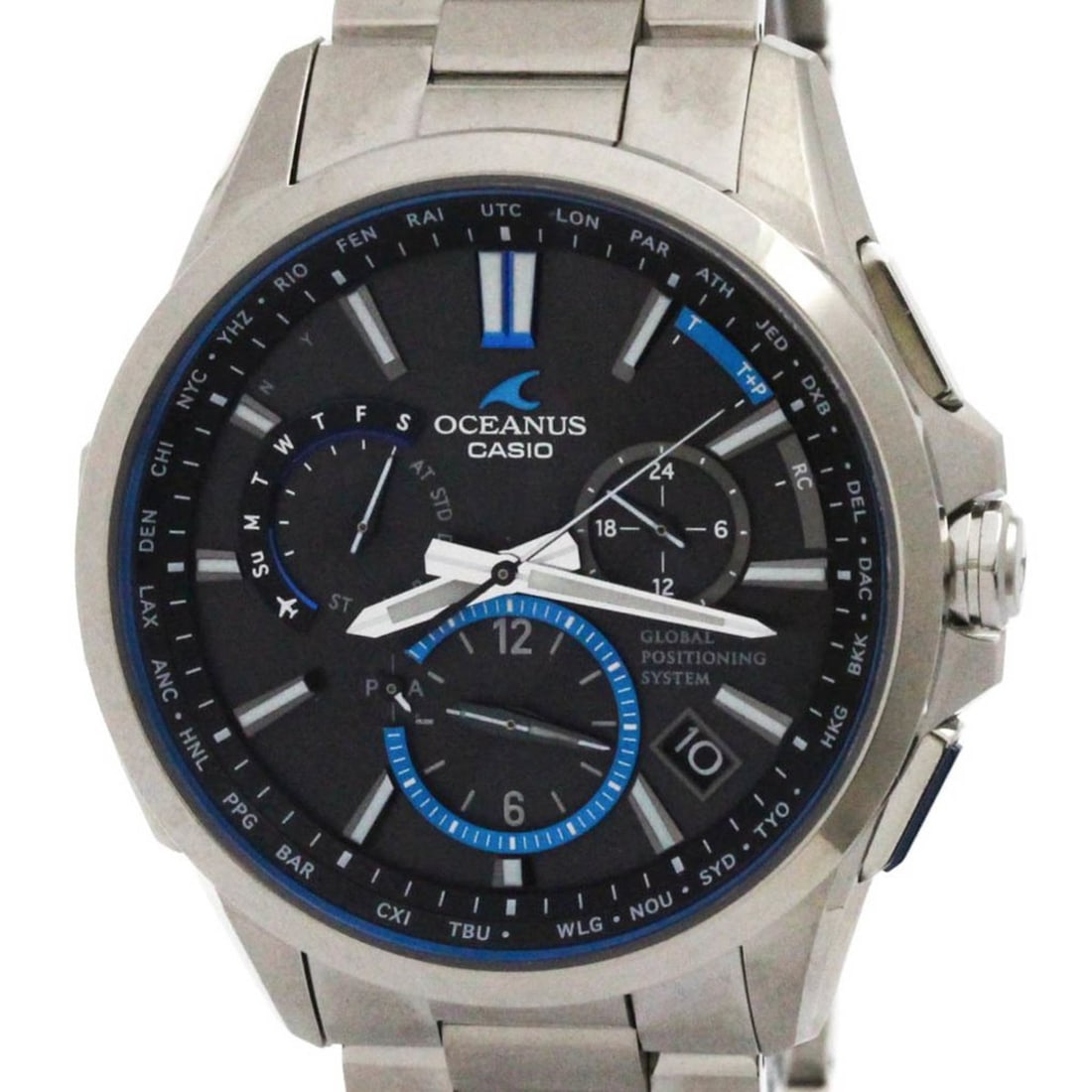 CASIO Oceanus GPS Radio Wave Control Solar Titanium Mens Watch OCW-G1100T-1AJF: --- Catalog ---Category: SizeCase Diameter: 46mm / 1.81''Category: DesignType: WristwatchStyle: SportGender: MenColor (Dial): BlackMaterial (Band): TitaniumMaterial (Case): TitaniumCategory: GeneralLi