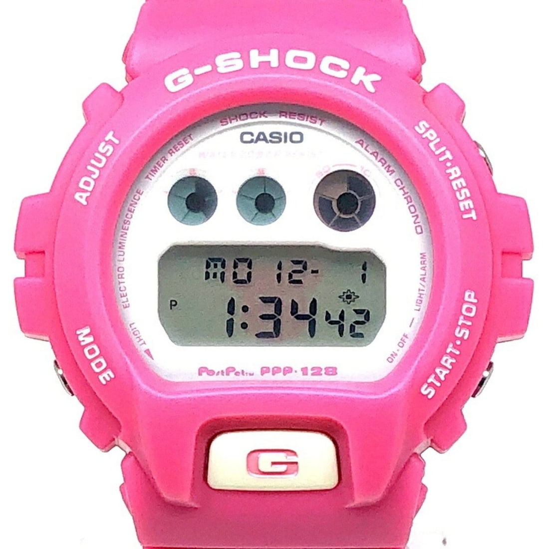 G-SHOCK CASIO Watch DW-6900BMO-9 Post Pet Collaboration Model Teddy Bear Momo EL Backlight Pink x: --- Catalog ---Category: Category: DesignType: WristwatchColor: Light pink, WhiteGender: Men,Women,UnisexDisplay: DigitalCategory: GeneralLine: G-ShockBrand: CasioModel: DW-6900BMO-9Category: Function