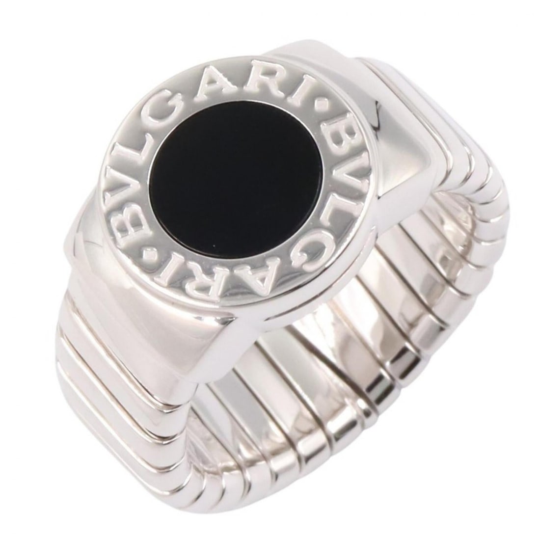 BVLGARI Onyx Ring - Ring/Finger Jewelry 18KWG (White Gold) Men's/Women's Silver/Black: --- Catalog ---Category: SizeWidth: 13mm / 0.51''JP Size: 13US Size: 6.5Category: DesignType: Band ringColor: Black, SilverStone: OnyxGender: Men,WomenMaterial: White gold (18K)Category: GeneralBrand:
