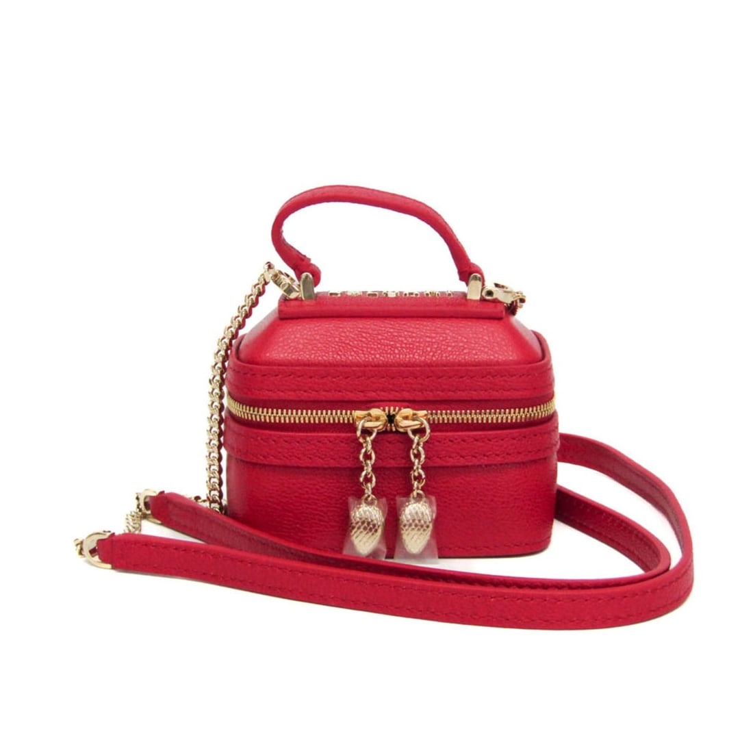 Bvlgari Serpenti Mini Jewelry Box Women's Leather Pouch,Shoulder Bag Red Color: --- Catalog ---Category: SizeSize (HxWxD): 7cm x 9cm x 5cm / 2.75'' x 3.54'' x 1.96''Strap Length: 103cm / 40.55''Handle Length: 9.5cm / 3.74''Category: DesignType: Pouch, Shoulder bagColor: Red color