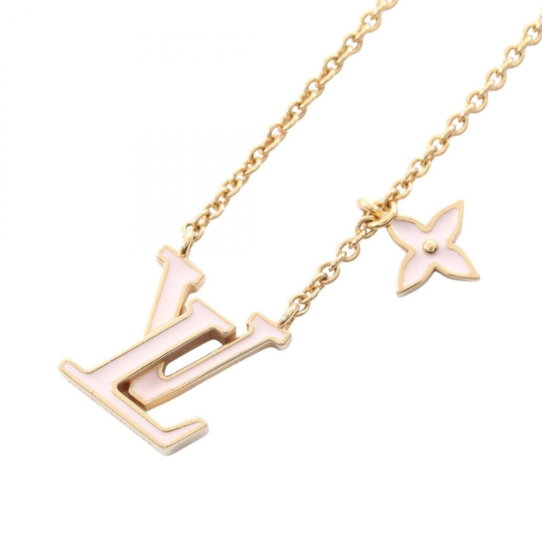 Louis Vuitton LV Iconic Necklace Jewelry GP (Gold Plated) Enamel Women's Gold Tone Pink (1 of 10)