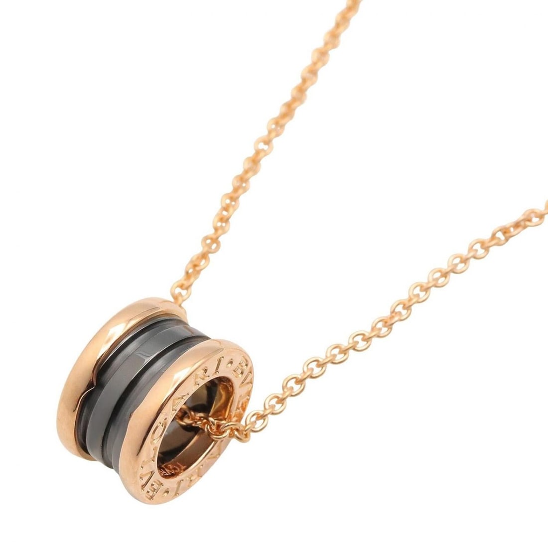 BVLGARI B-zero1 Necklace, Ceramic Jewelry, 18KPG (Pink Gold), Ceramic, Men's/Women's, Black/Gold: --- Catalog ---Category: SizePendant Size: 14.5mm x 8.8mm / 0.57'' x 0.34''Neck Circumference: 38 cm - 45 cm / 14.96'' - 17.71''Category: DesignColor: Black, GoldGender: Men,WomenMaterial: Ceramic, Pi