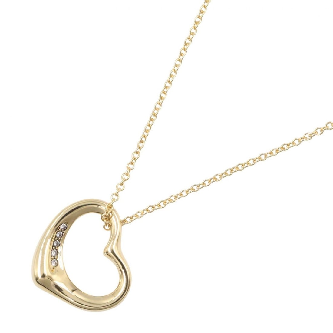 Tiffany & Co. Open Heart Necklace 5PD Jewelry 18K (Yellow Gold) Diamond Women's Gold Tone Clear: --- Catalog ---Category: SizePendant Size: 13mm x 15mm / 0.51'' x 0.59''Neck Circumference: 40 cm / 15.74''Category: DesignColor: Clear, GoldStone: DiamondGender: WomenMaterial: Yellow gold (18K)Neckl