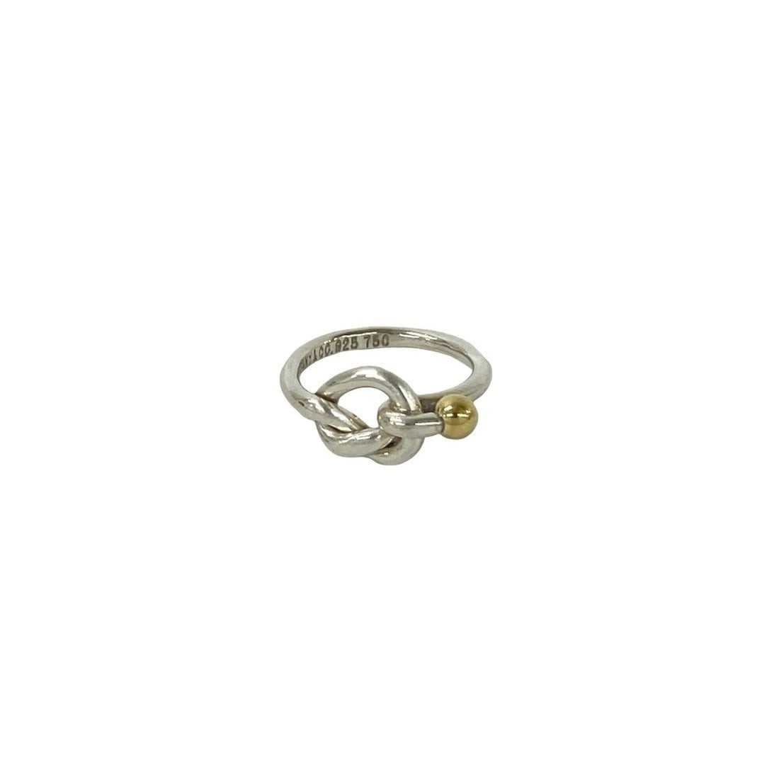 TIFFANY&Co. Tiffany Love Knot Sterling Silver 925 18K Yellow Gold Ring - Women's Jewelry 32957: --- Catalog ---Category: SizeJP Size: 7US Size: 4Category: DesignType: Band ringColor: Gold, SilverGender: WomenMaterial: Gold (18K), Silver 925Category: GeneralBrand: Tiffany--- Item List ---Section:
