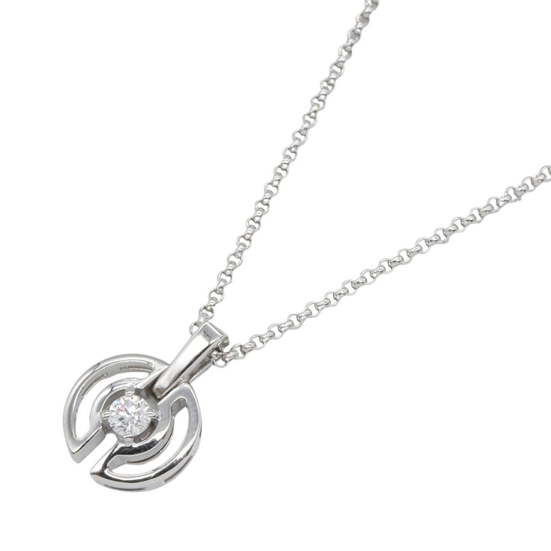 BVLGARI Parentesi Necklace 1PD Jewelry 18KWG (White Gold) Diamond Women's Silver Tone Clear: --- Catalog ---Category: SizePendant Size: 13mm x 10mm / 0.51'' x 0.39''Neck Circumference: 41.5 cm - 43.5 cm / 16.33'' - 17.12''Category: DesignColor: Clear, SilverStone: DiamondGender: WomenMaterial