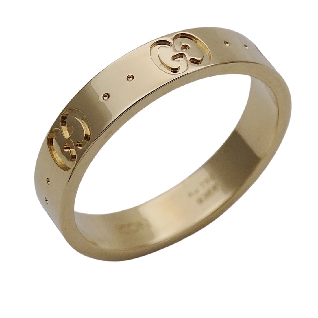 Gucci ring for women and men, brand name ring, 750YG Icon yellow gold, size #14 (approx. 1 inch), (1 of 12)
