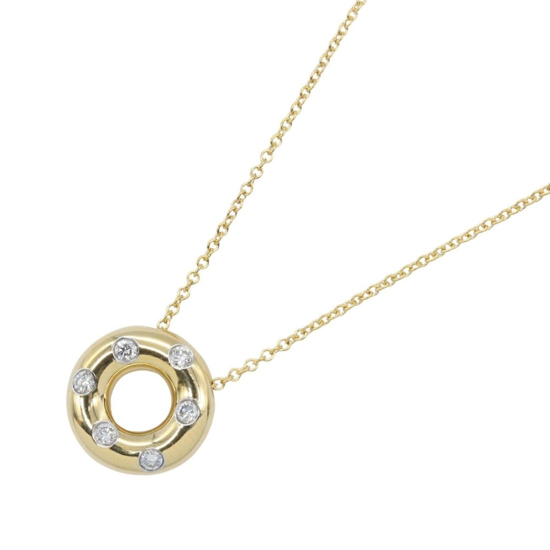 Tiffany & Co. Dots Necklace 6PD Jewelry 18K (Yellow Gold) Pt950 Platinum Diamond Women's Gold Tone: --- Catalog ---Category: SizePendant Size: 12mm x 12mm / 0.47'' x 0.47''Neck Circumference: 40.5 cm / 15.94''Category: DesignColor: Clear, Gold, SilverStone: DiamondGender: WomenMaterial: Platinum 950