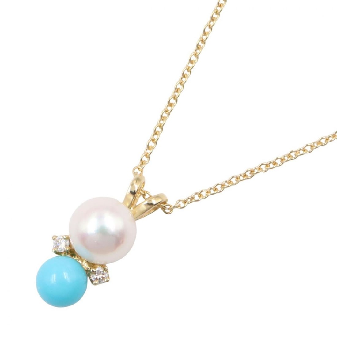 Tiffany & Co. Pearl Turquoise 2PD Necklace, 18K (Yellow Gold) Jewelry, Diamond, Pearl, Turquoise, (1 of 13)