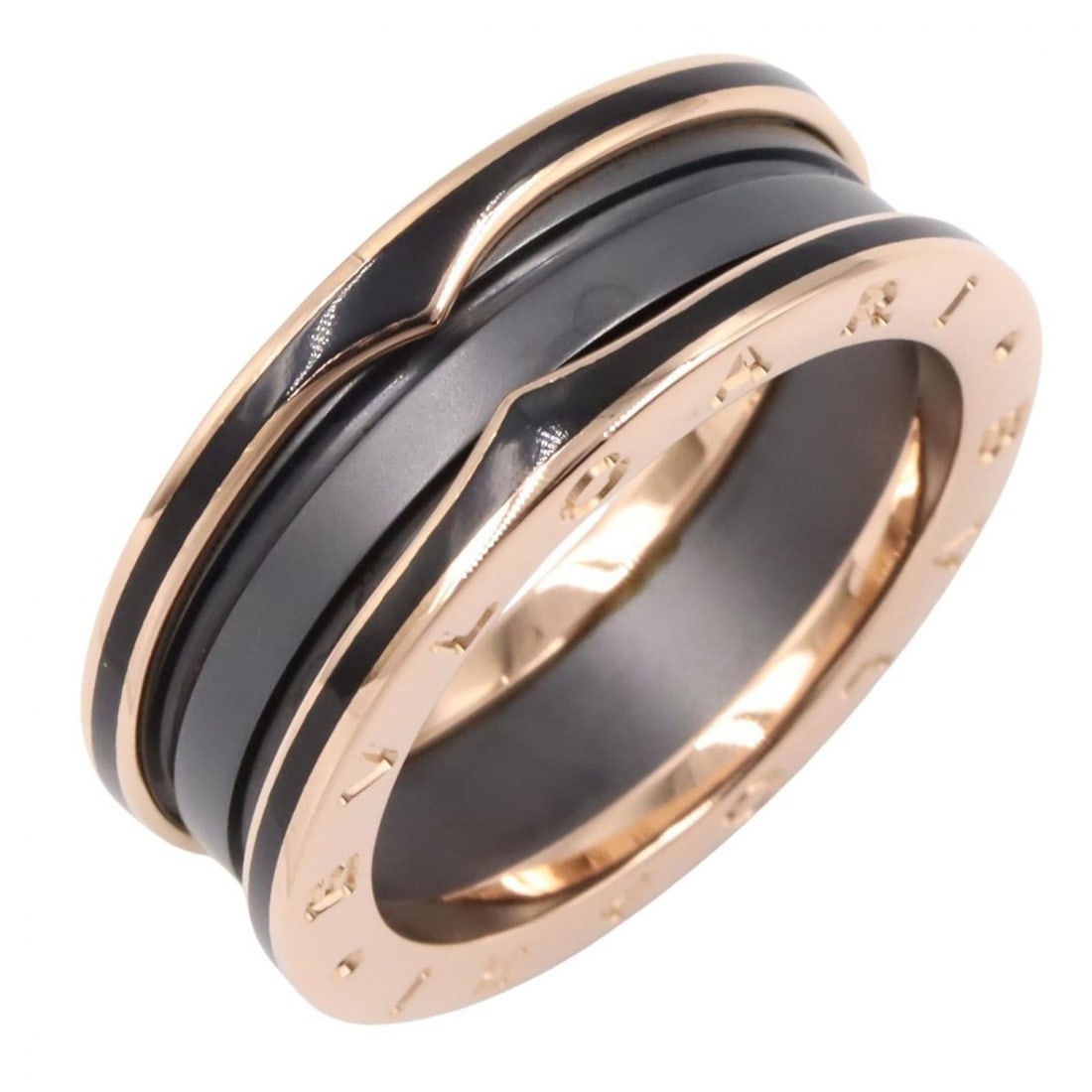 BVLGARI B-zero1 Ring, Ceramic Jewelry, 18KPG (Pink Gold), Ceramic, Men's, Women's, Gold Tone, Black: --- Catalog ---Category: SizeUS Size: 10Brand Size: 61Category: DesignType: Band ringColor: Black, Pink goldGender: Men,WomenMaterial: Ceramic, Pink gold (18K)Category: GeneralBrand: Bvlgari--- Item L