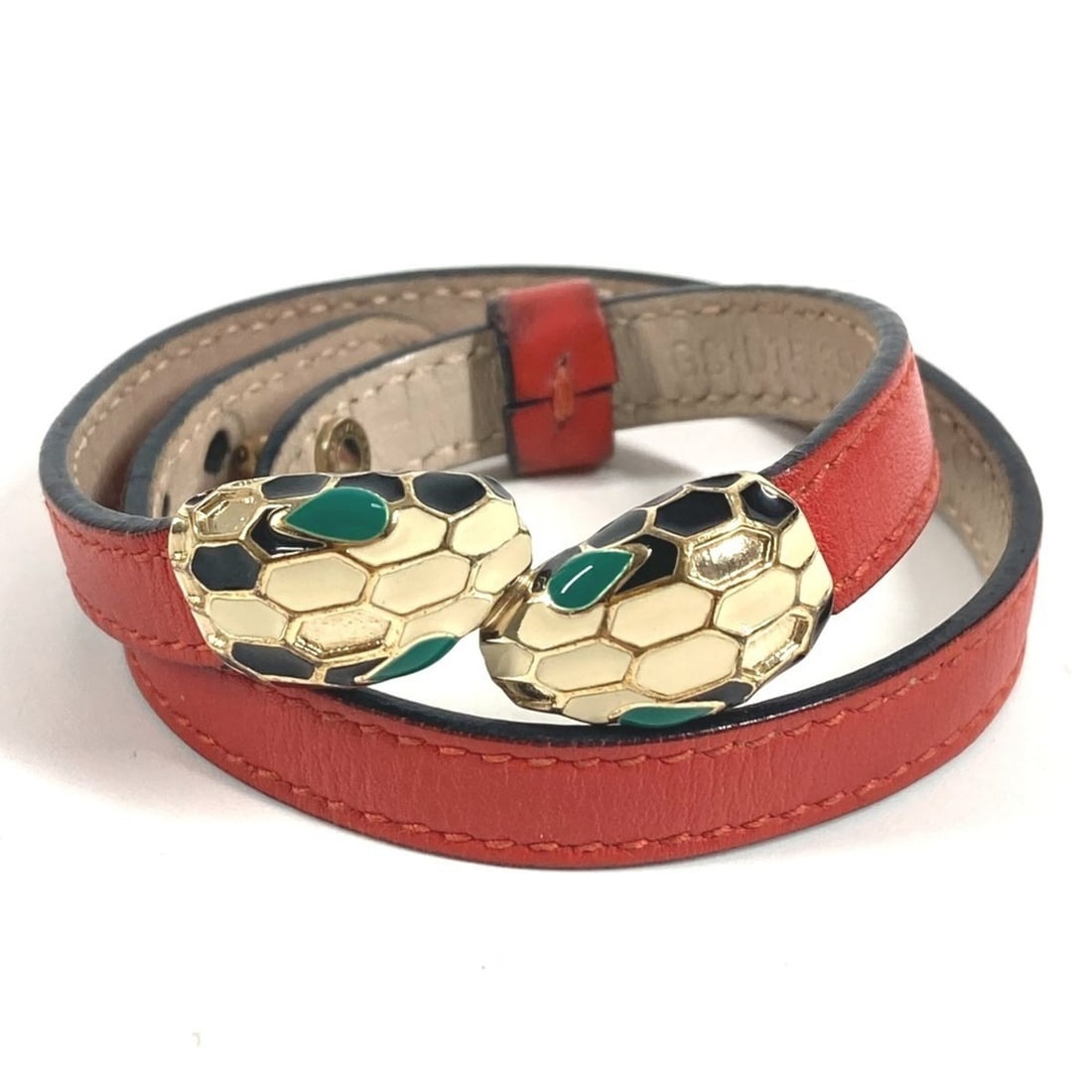 BVLGARI Bulgari Double Bracelet Bangle Serpenti Forever Logo Accessory Jewelry Leather Men's Women's: --- Catalog ---Category: SizeLength: 38.5cm / 15.15''Category: DesignType: Charm braceletColor: Red colorGender: Men,WomenMaterial: LeatherCategory: GeneralBrand: BvlgariCountry of Origin: Italy--- It