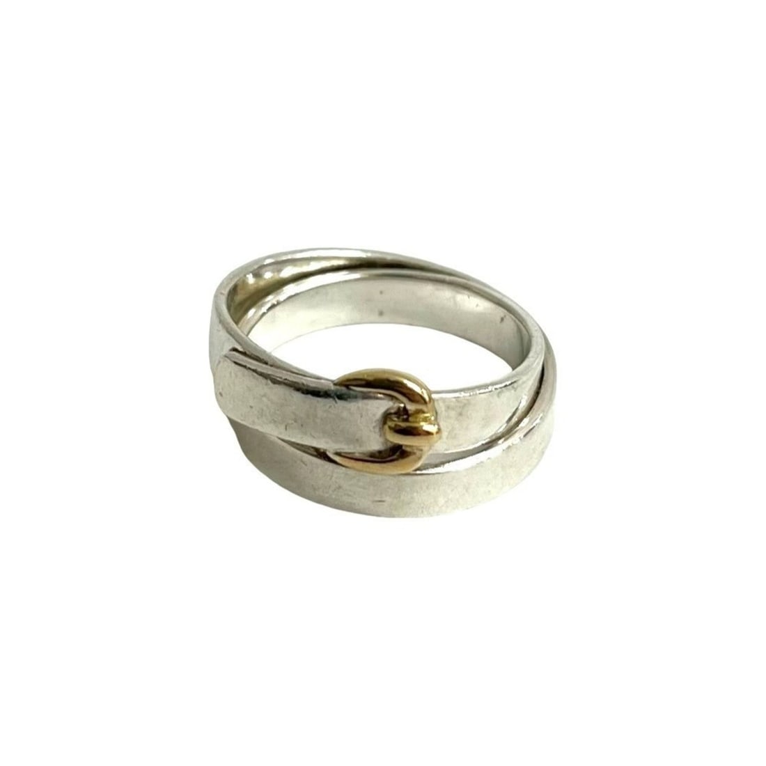 HERMES Double Tour Sterling Silver 925 18K Gold Ring, Size 12, Jewelry for Men and Women, Item (1 of 14)