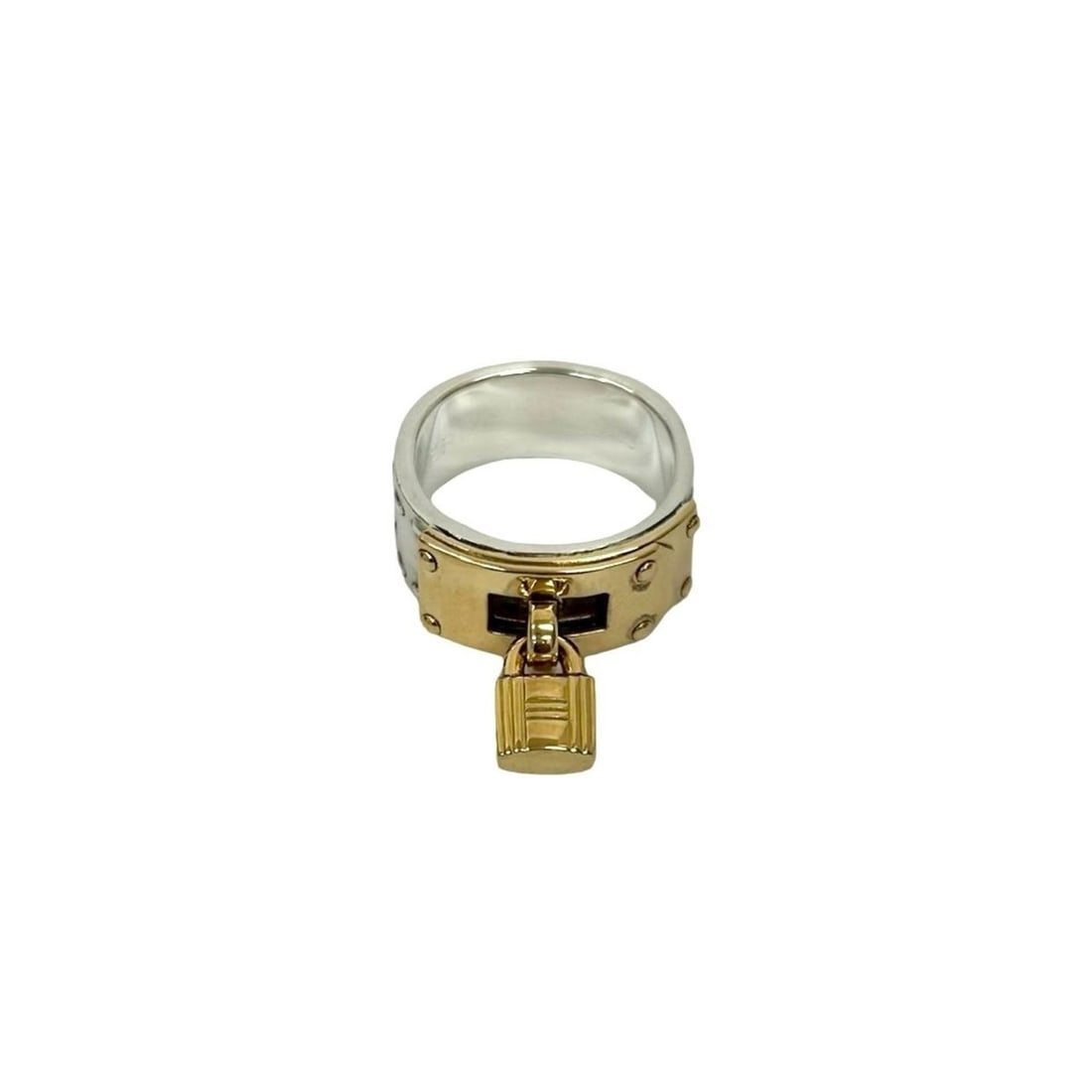 HERMES Kelly Ring, Sterling Silver 925, 18K Gold, Size 8, Jewelry, 70555 (1 of 15)