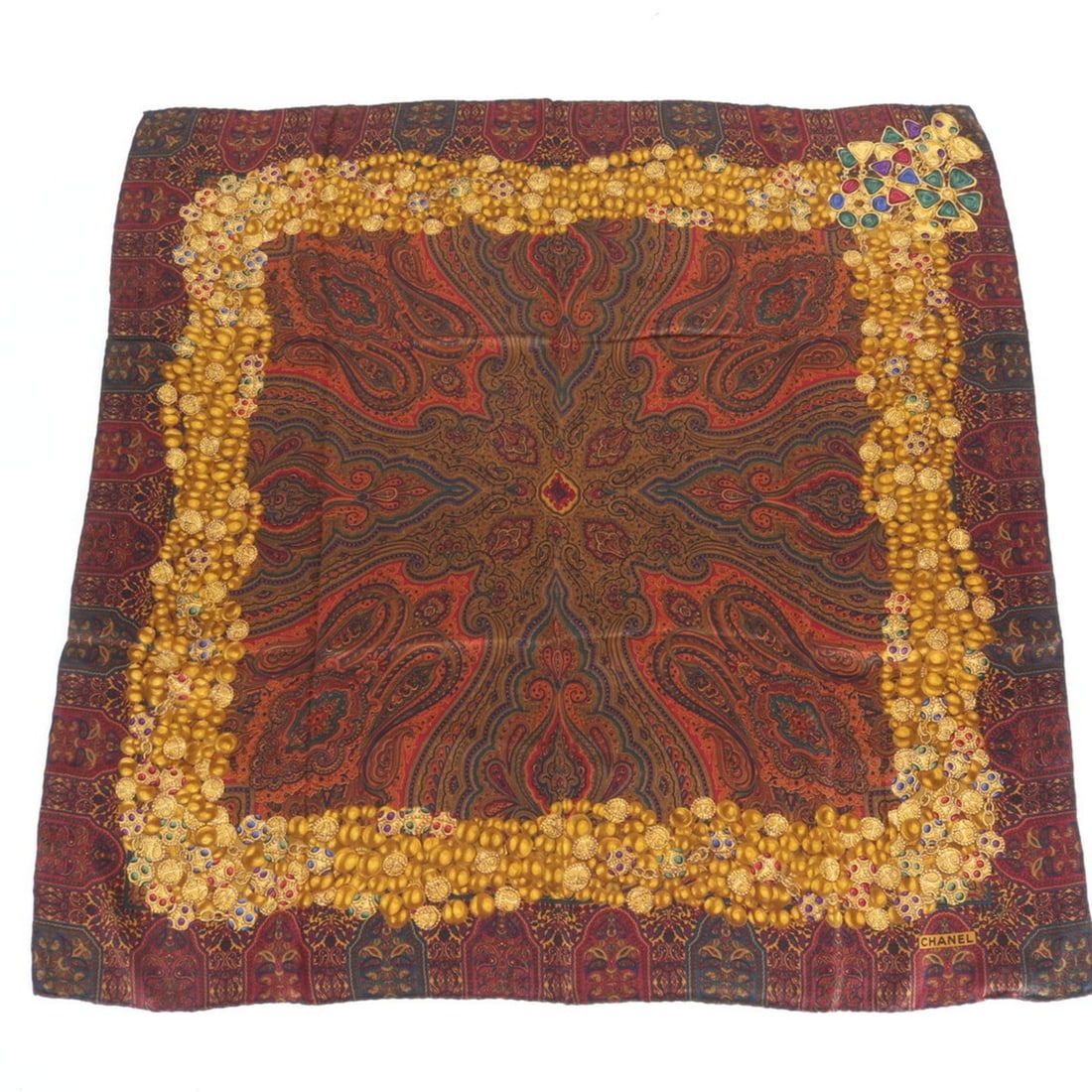 Chanel Silk Scarf/Muffler, Paisley Pattern, Jewelry, Gripoix, Women's (1 of 17)