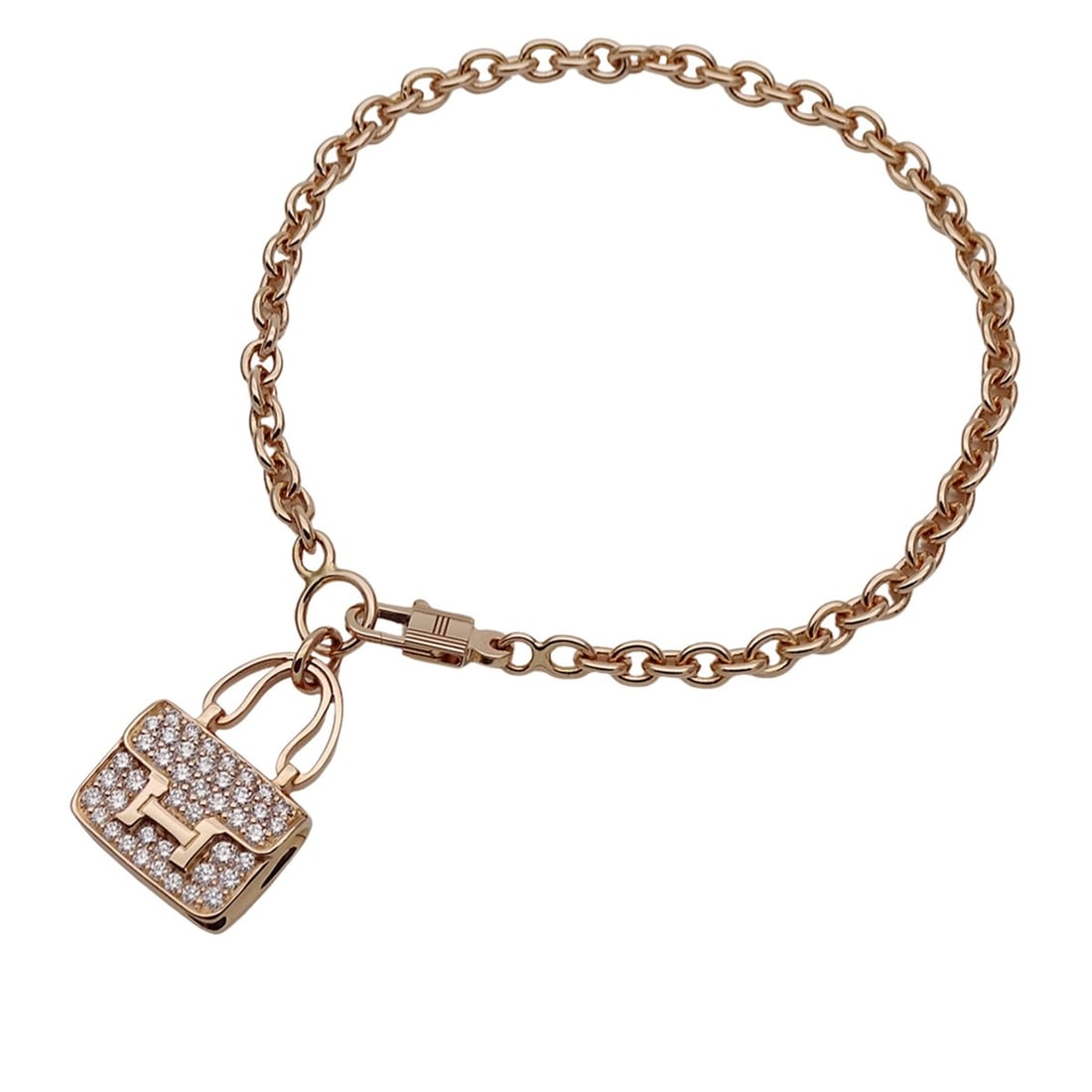 Hermes HERMES Bracelet for Women, Brand Name, 750PG Pink Gold, Diamond, Amulet Constance, SH Size, (1 of 13)