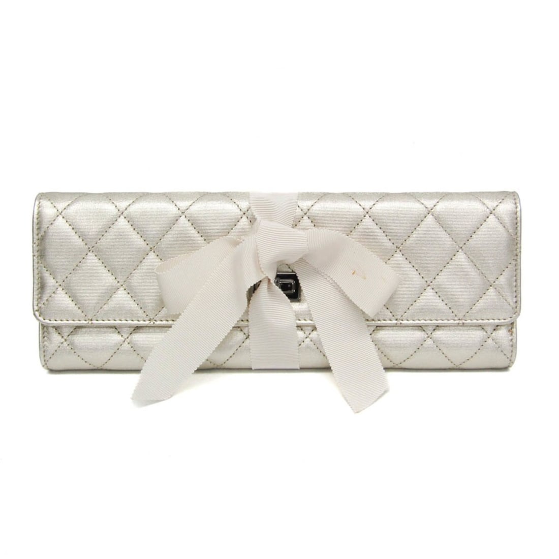 Chanel Matelasse 2.55 Jewelry Case Women's Leather Clutch Bag Champagne Gold (1 of 18)