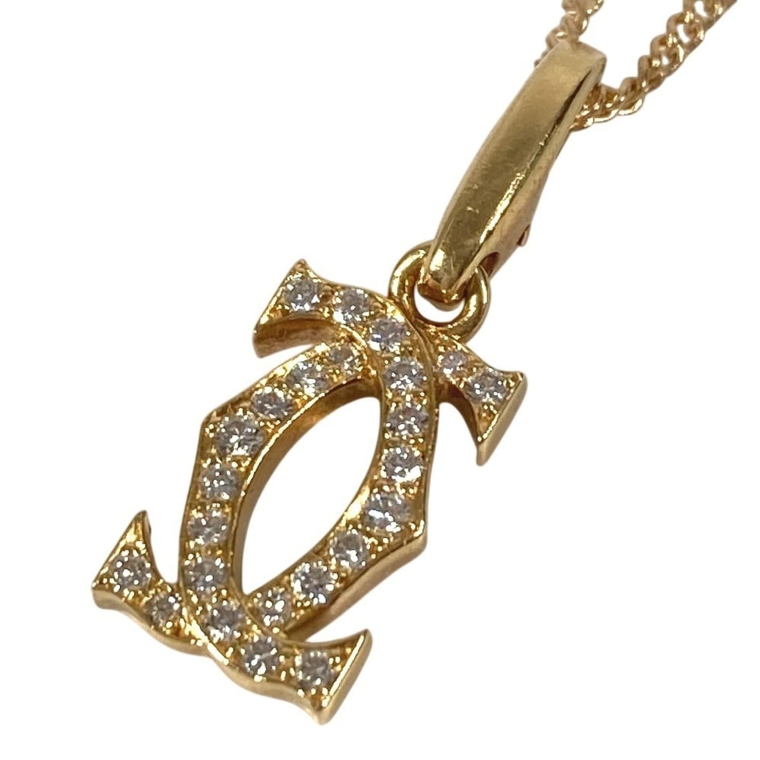 CARTIER 18K Gold Diamond Charm with 2C Logo, Accessory, Jewelry Necklace Pendant, Charm, Au750,: --- Catalog ---Category: SizePendant Size: 23mm x 8mm / 0.9'' x 0.31''Category: DesignColor: GoldStone: DiamondGender: Men,WomenMaterial: Gold (18K)Necklace Type: PendantCategory: GeneralBrand: Cartie