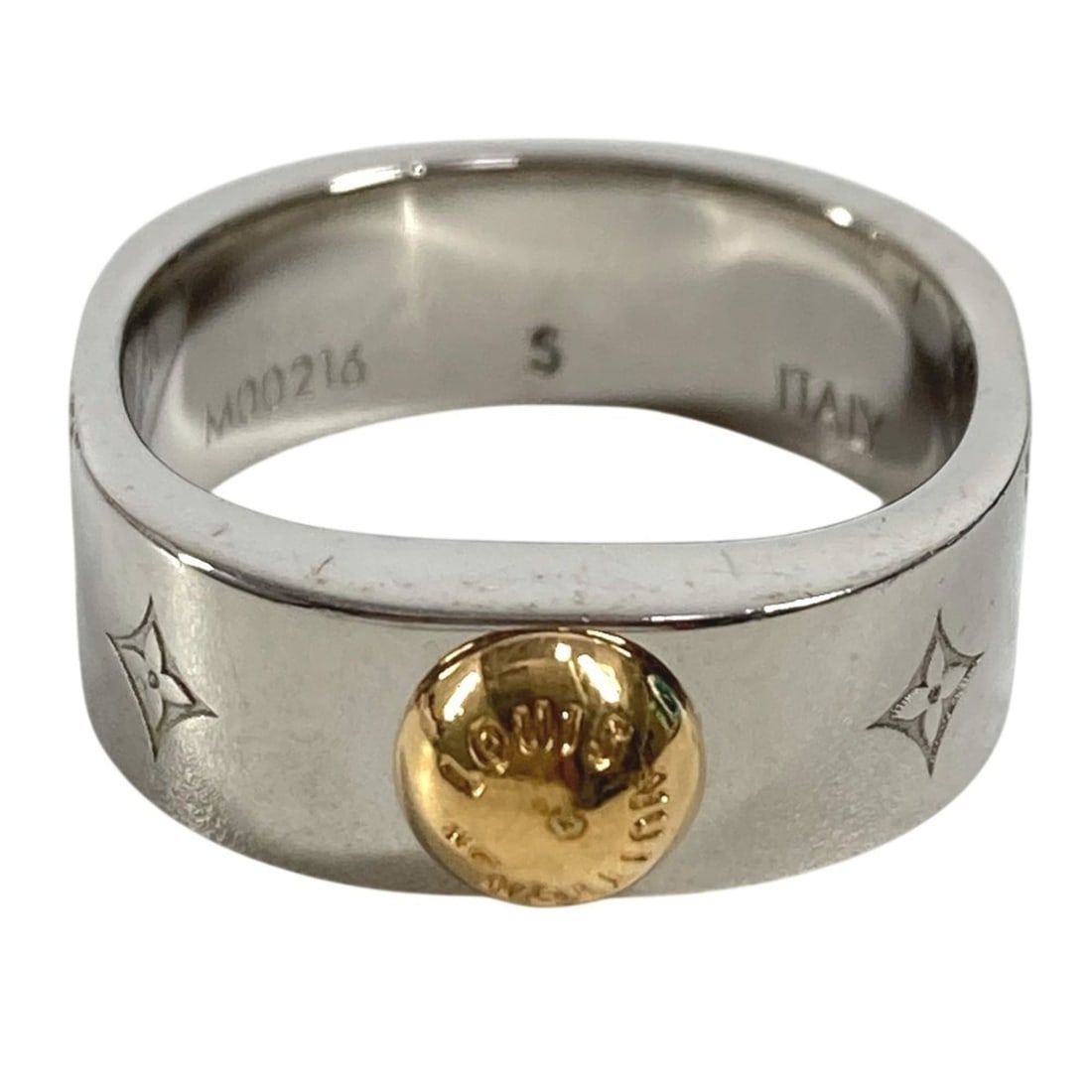 LOUIS VUITTON M00216 Nanogram Ring, Accessory, Jewelry, Women's, Silver: --- Catalog ---Category: SizeJP Size: 9US Size: 5Category: DesignType: Band ringColor: Gold, SilverGender: WomenMaterial: MetalCategory: GeneralMPN: M00216Brand: Louis VuittonCountry of Origin: Italy-