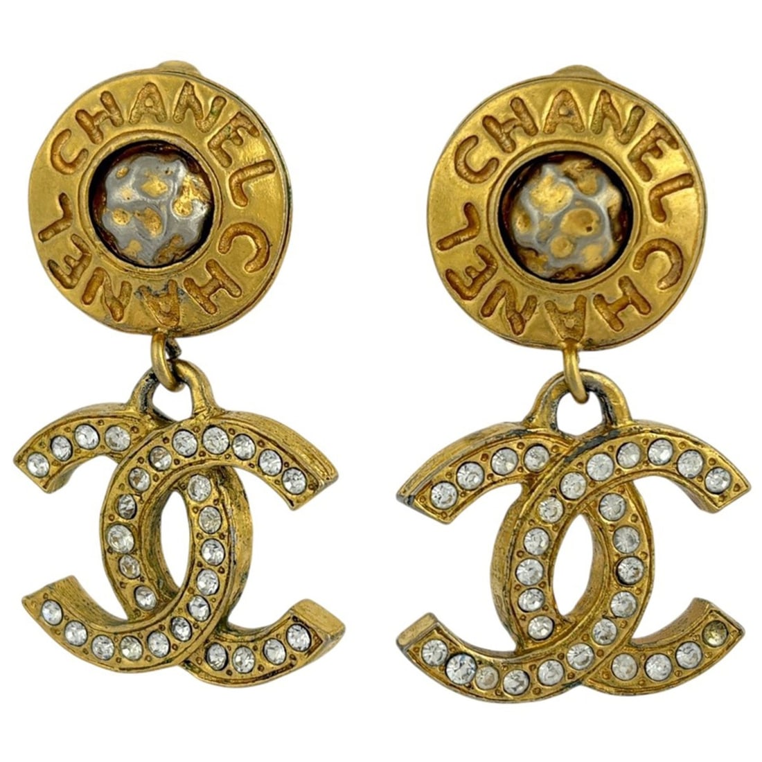Chanel Coco Mark Rhinestone Swing Earrings, GP Gold, Women's: --- Catalog ---Category: SizeSize (HxWxD): 20.00mm x 55.00mm / 0.79'' x 2.17''Category: DesignType: Clip earringsColor: GoldStone: RhinestoneGender: WomenMaterial: Gold platingCategory: GeneralBrand: