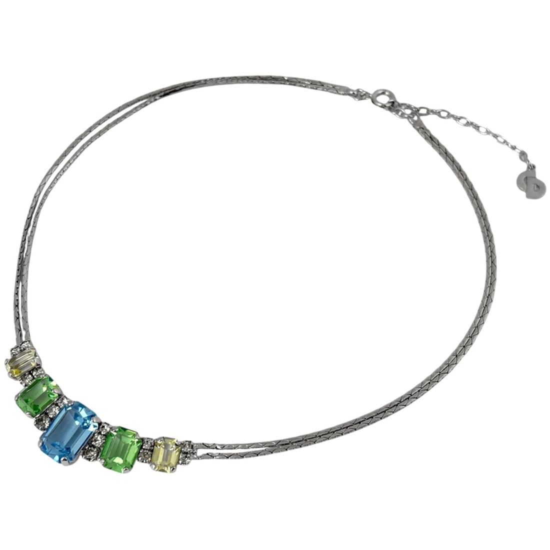 Christian Dior Rhinestone Necklace, Silver Plated, Silver, Multicolor, Women's: --- Catalog ---Category: SizeNeck Circumference: 43 cm / 16.92''Category: DesignColor: Multi-color, SilverStone: RhinestoneGender: WomenNecklace Type: NecklaceCategory: GeneralBrand: Christian