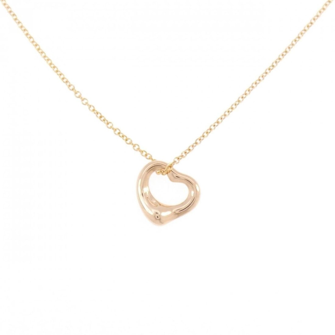 Tiffany Open Heart Necklace: --- Catalog ---Category: SizePendant Size: 10.9mm x 10.6mm / 0.42'' x 0.41''Neck Circumference: 41 cm / 16.14''Category: DesignGender: WomenMaterial: Pink gold (18K)Pendant Type: PendantNecklace
