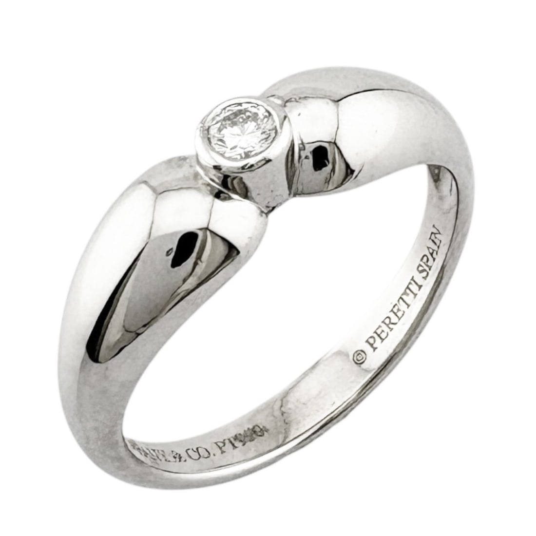 Tiffany & Co. Double Teardrop Ring, Platinum 950 with Diamonds, for Women.: --- Catalog ---Category: SizeJP Size: 10US Size: 5.5Category: DesignType: Band ringColor: SilverGender: WomenMaterial: Platinum 950Category: GeneralBrand: Tiffany--- Item List ---Section: ConditionRan