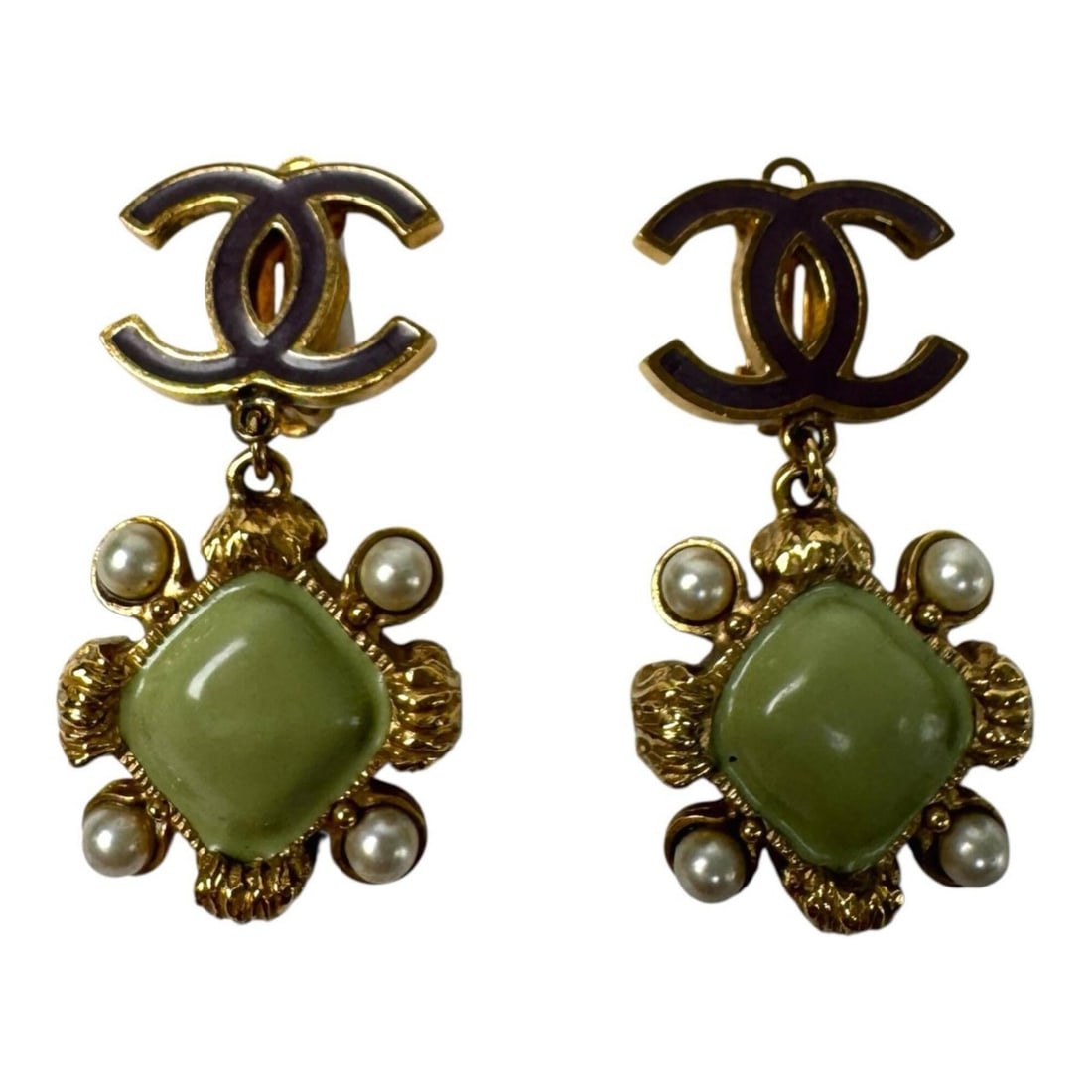 Chanel Coco Mark Drop Faux Pearl Earrings A11 P Women's (1 of 8)